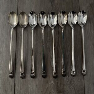 Set of 8 1847 Rogers Bros IS Silverplate ETERNALLY YOURS Iced Tea Spoon 7.5"
